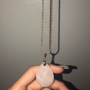 Long Necklace with Pink Gem
